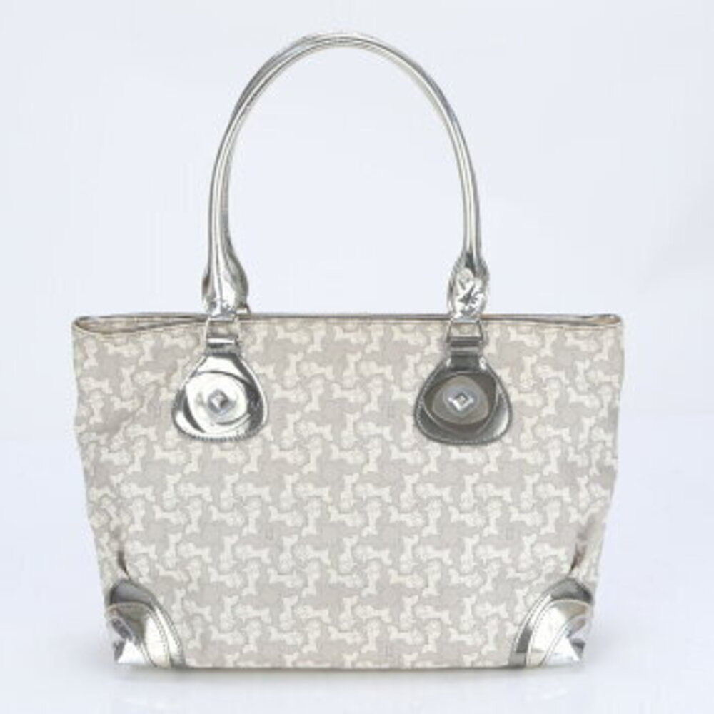 Celine Sulky Leather Shoulder Bag Tote Handbag Silver E